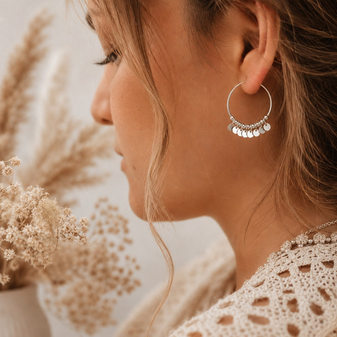 Shimmering Silver Gypsy Hoops