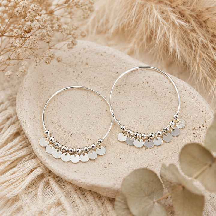 Shimmering Silver Gypsy Hoops
