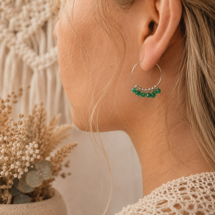 Green Onyx Gypsy Hoops