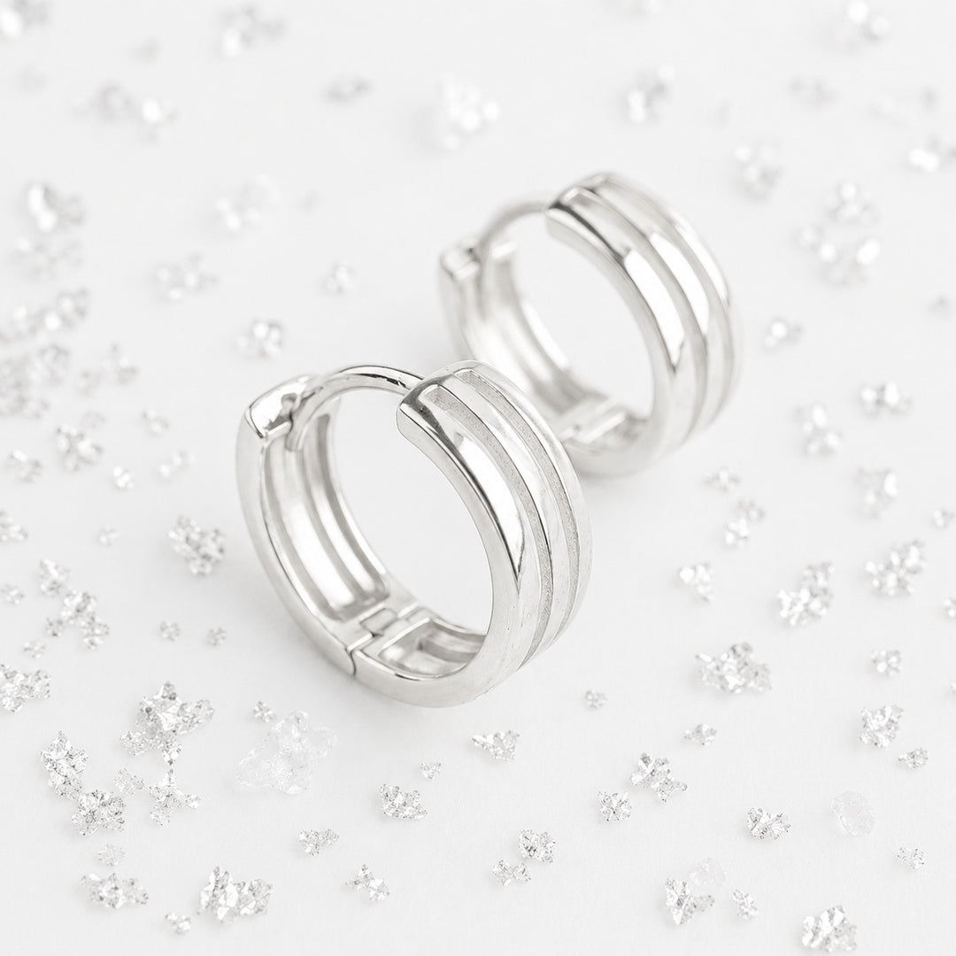 Silver Trinity Huggies (12mm)