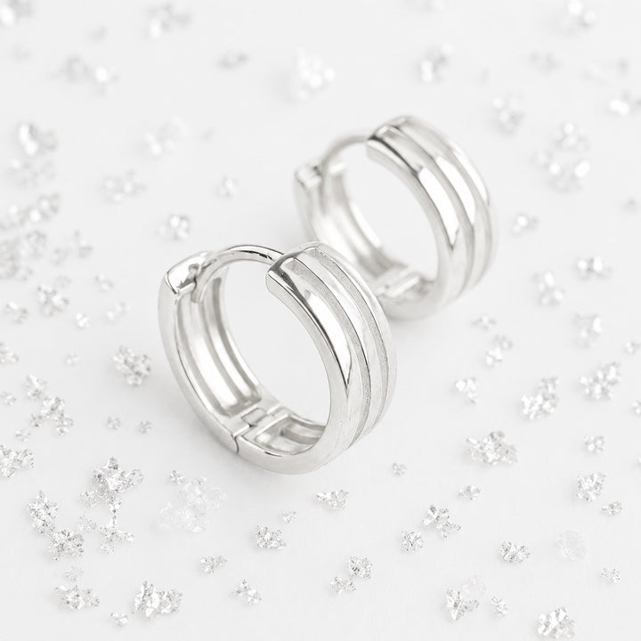Silver Trinity Huggies (12mm)