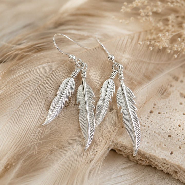 Double Feather Earrings