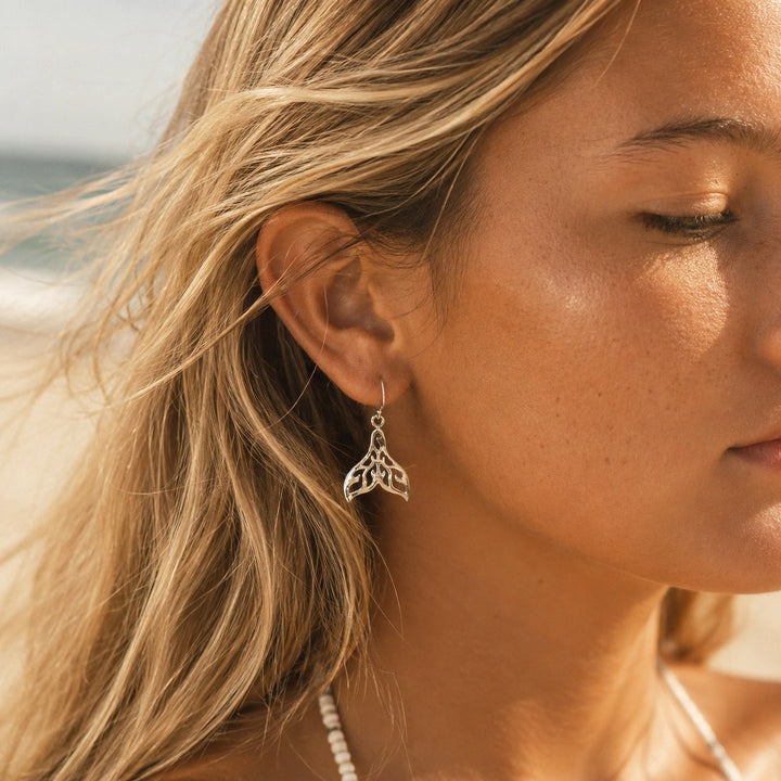 Patterned Whale Tail Earrings