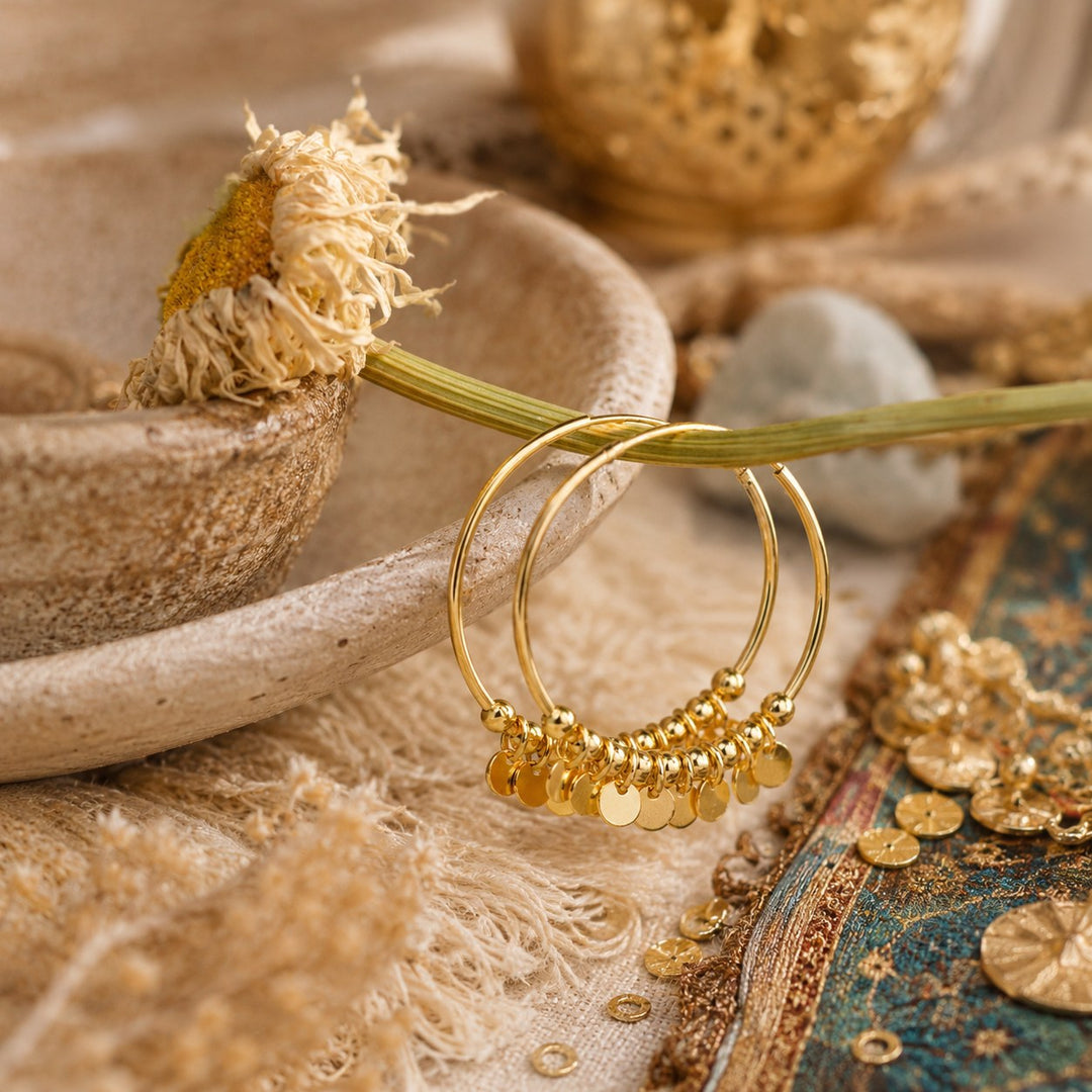 Shimmering Gold Gypsy Hoops