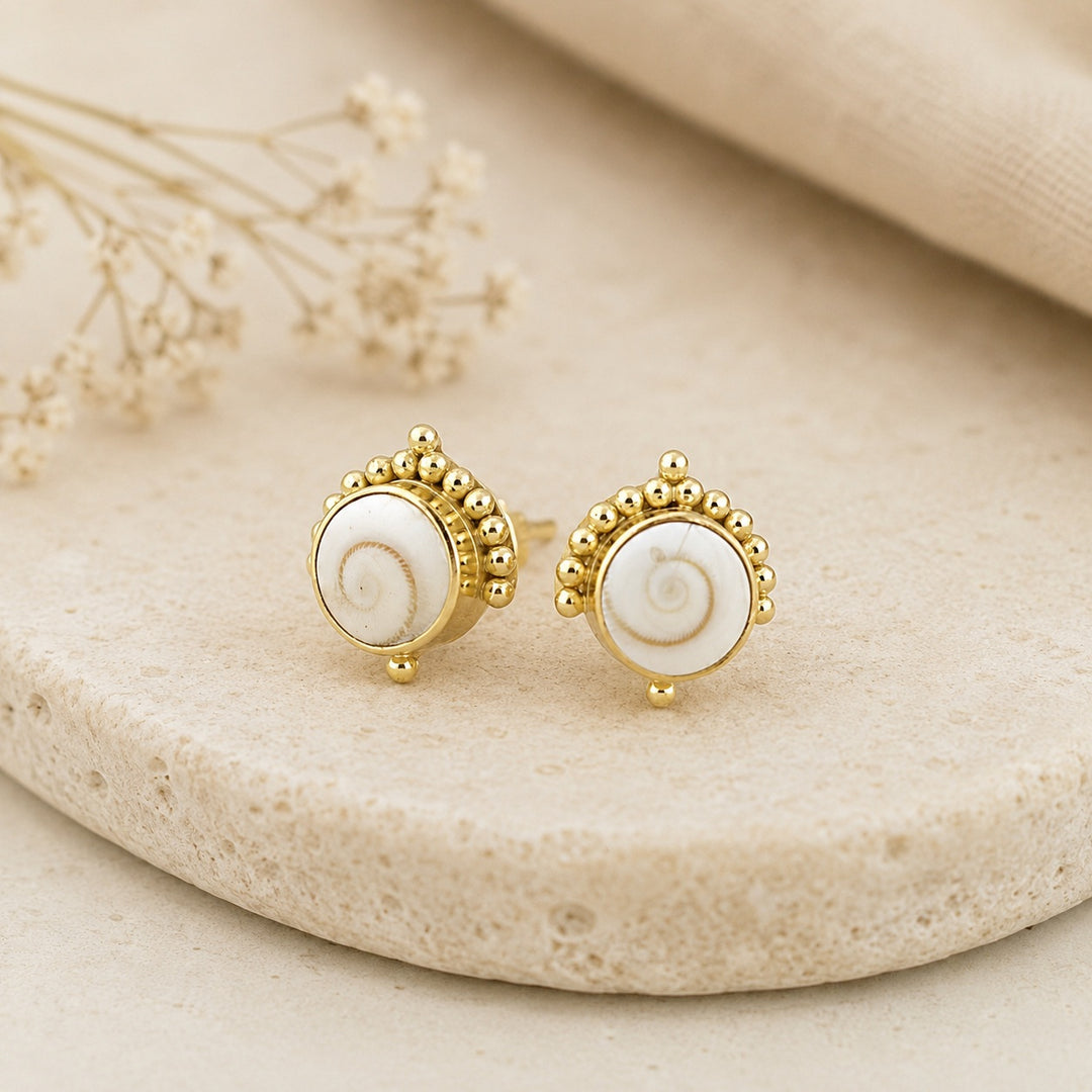 Gold Shiva Shell Studs