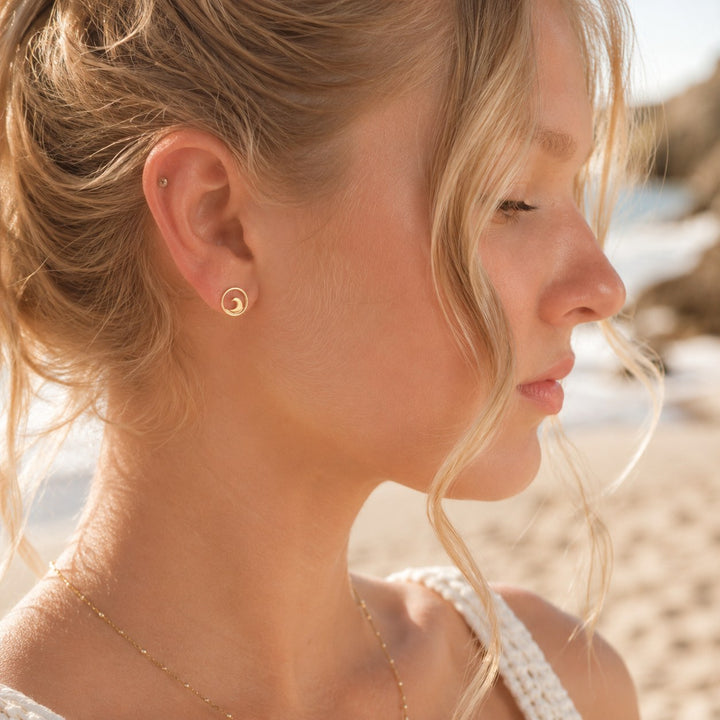 Gold Wave Stud Earrings
