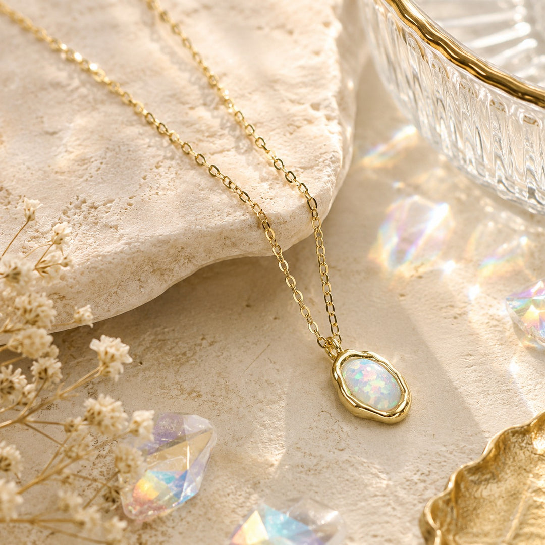 Dainty Gold Fire Snow Necklace