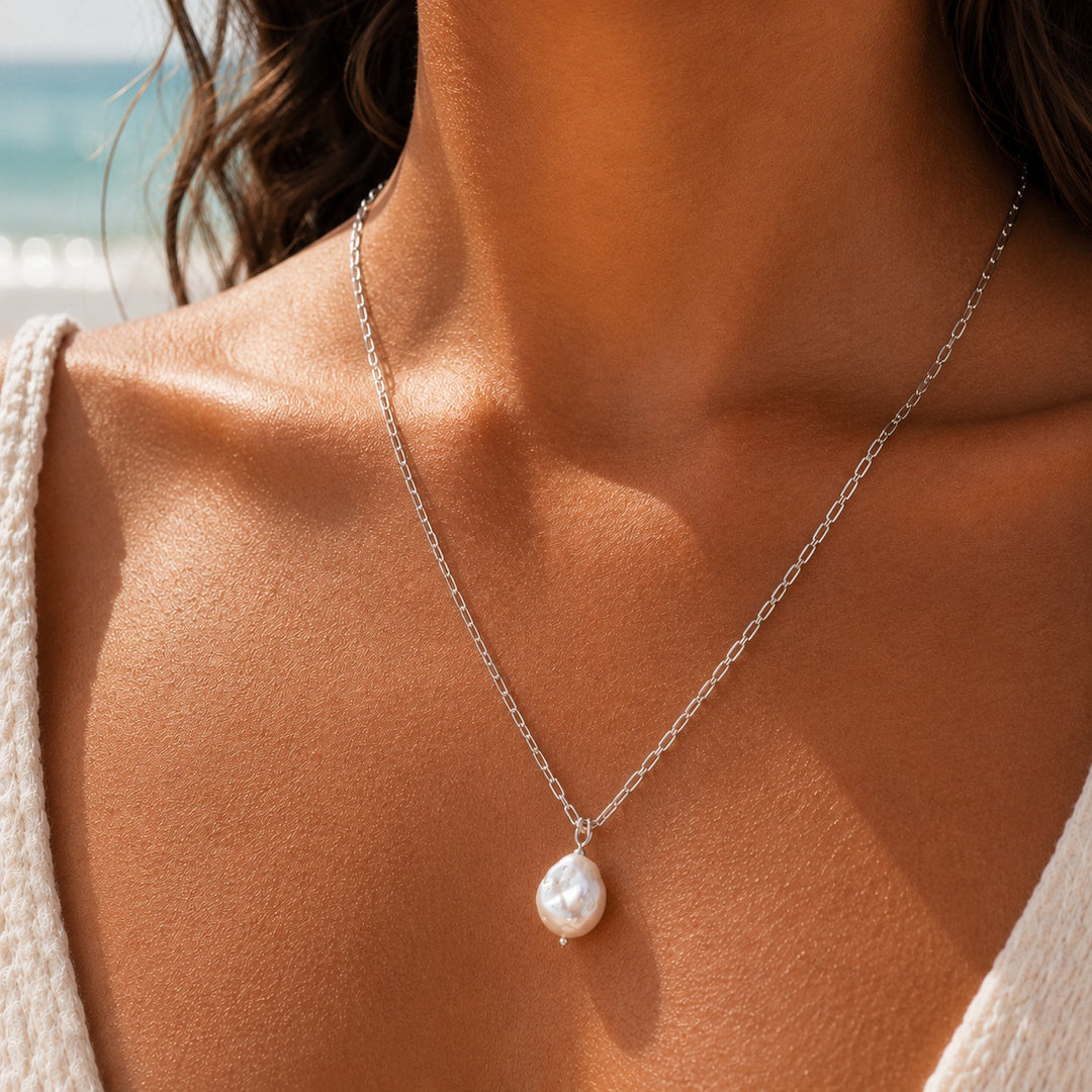Silver Nomad Pearl Necklace