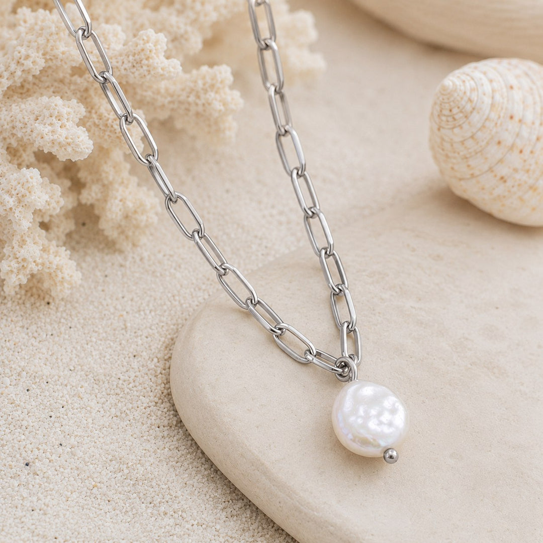 Silver Nomad Pearl Necklace