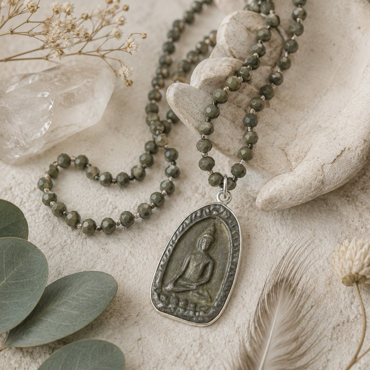 Stone Bead Buddha Necklace