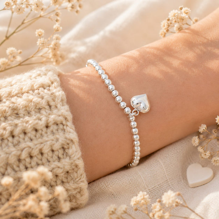 Beaded Heart Stretchy Bracelet