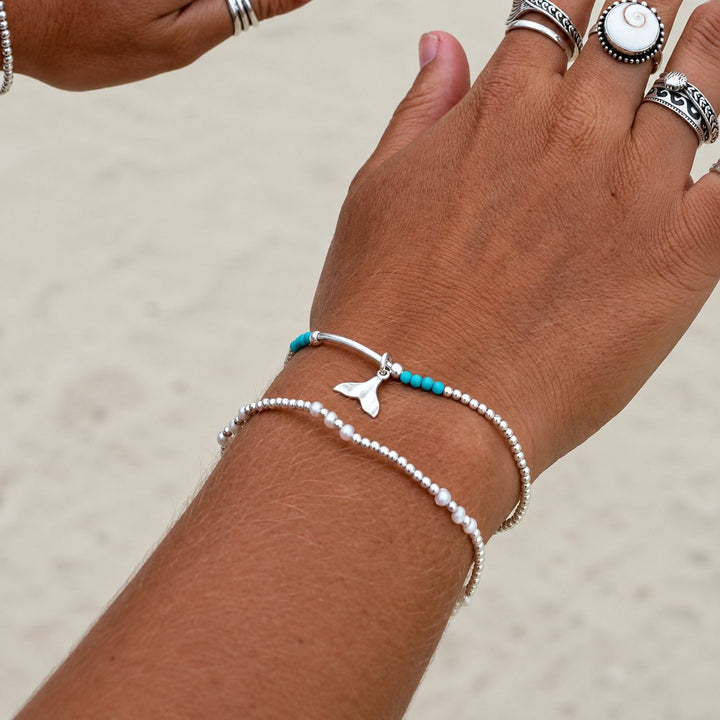 Pearl & Silver Stretchy Bracelet