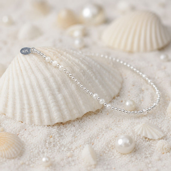 Pearl & Silver Stretchy Bracelet