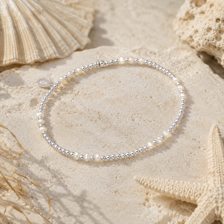 Pearl & Silver Stretchy Bracelet