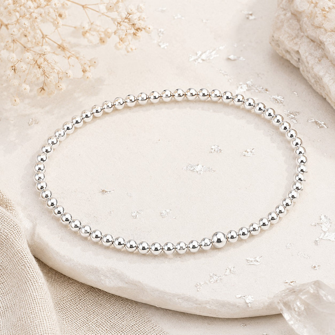 Silver Bead Stretchy Bracelet