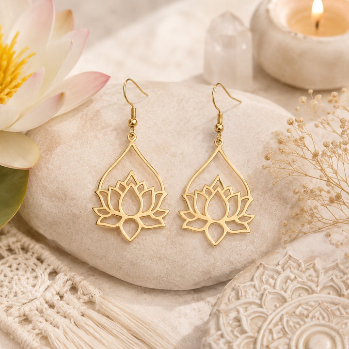 Gold Sacred Lotus Earrings