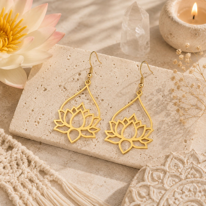 Gold Sacred Lotus Earrings