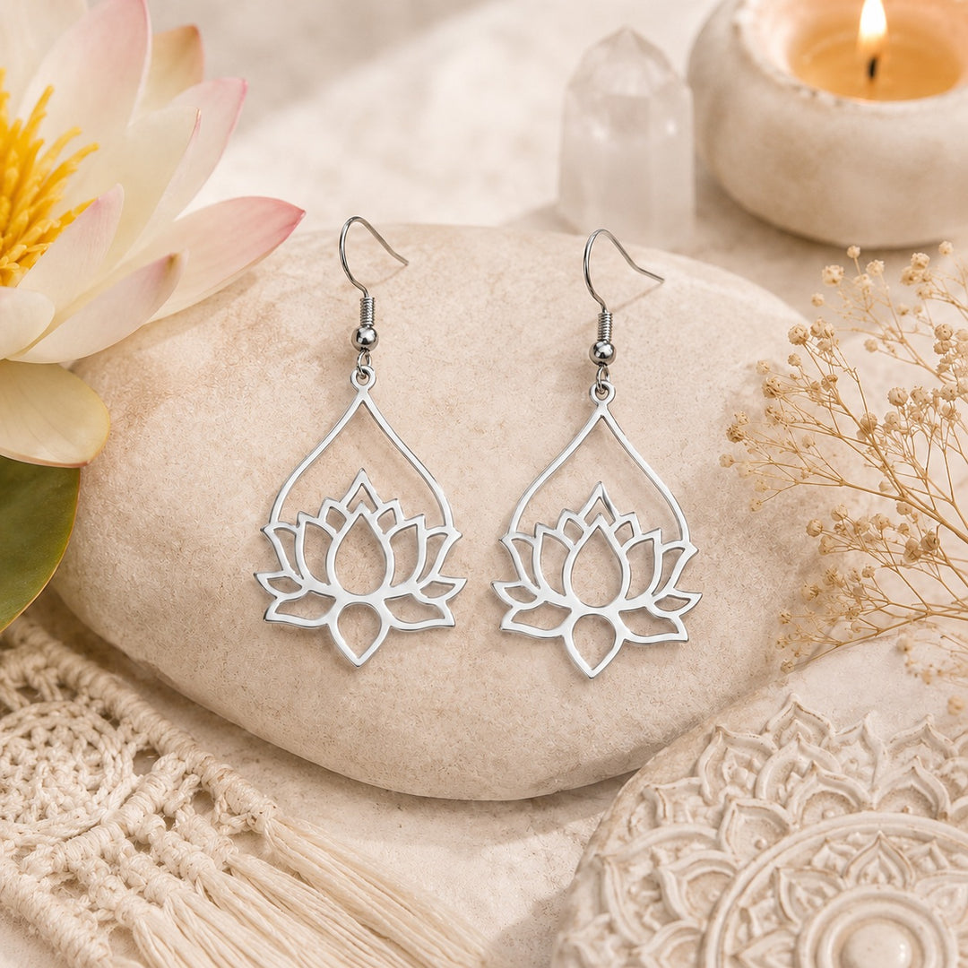 Silver Sacred Lotus Earrings