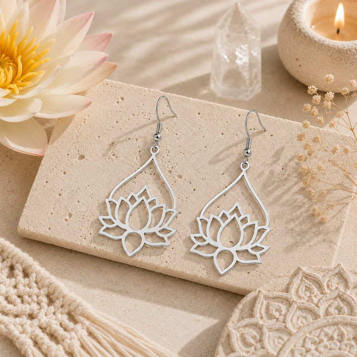 Silver Sacred Lotus Earrings