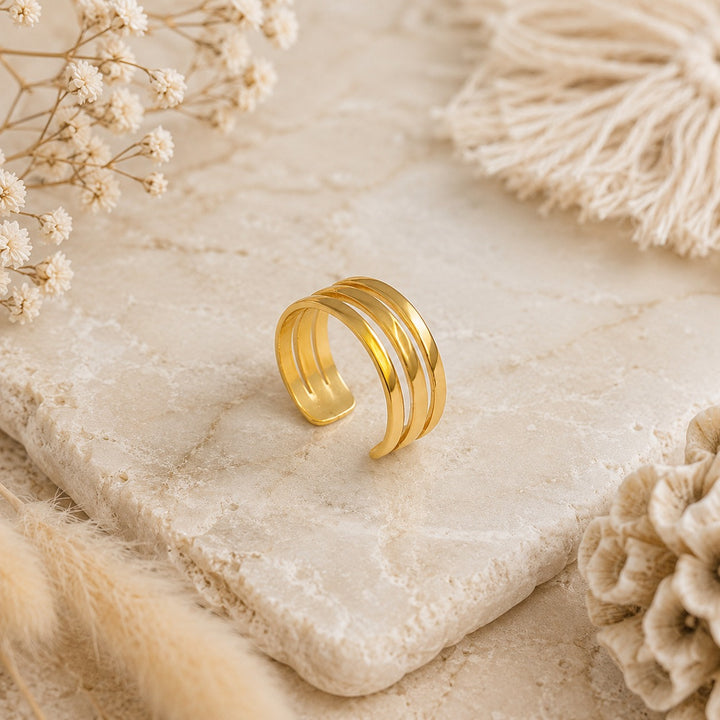Gold Tri Band Toe Ring