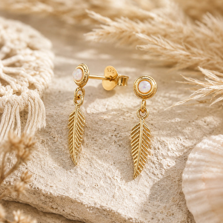 Gold Spirit Feather Studs