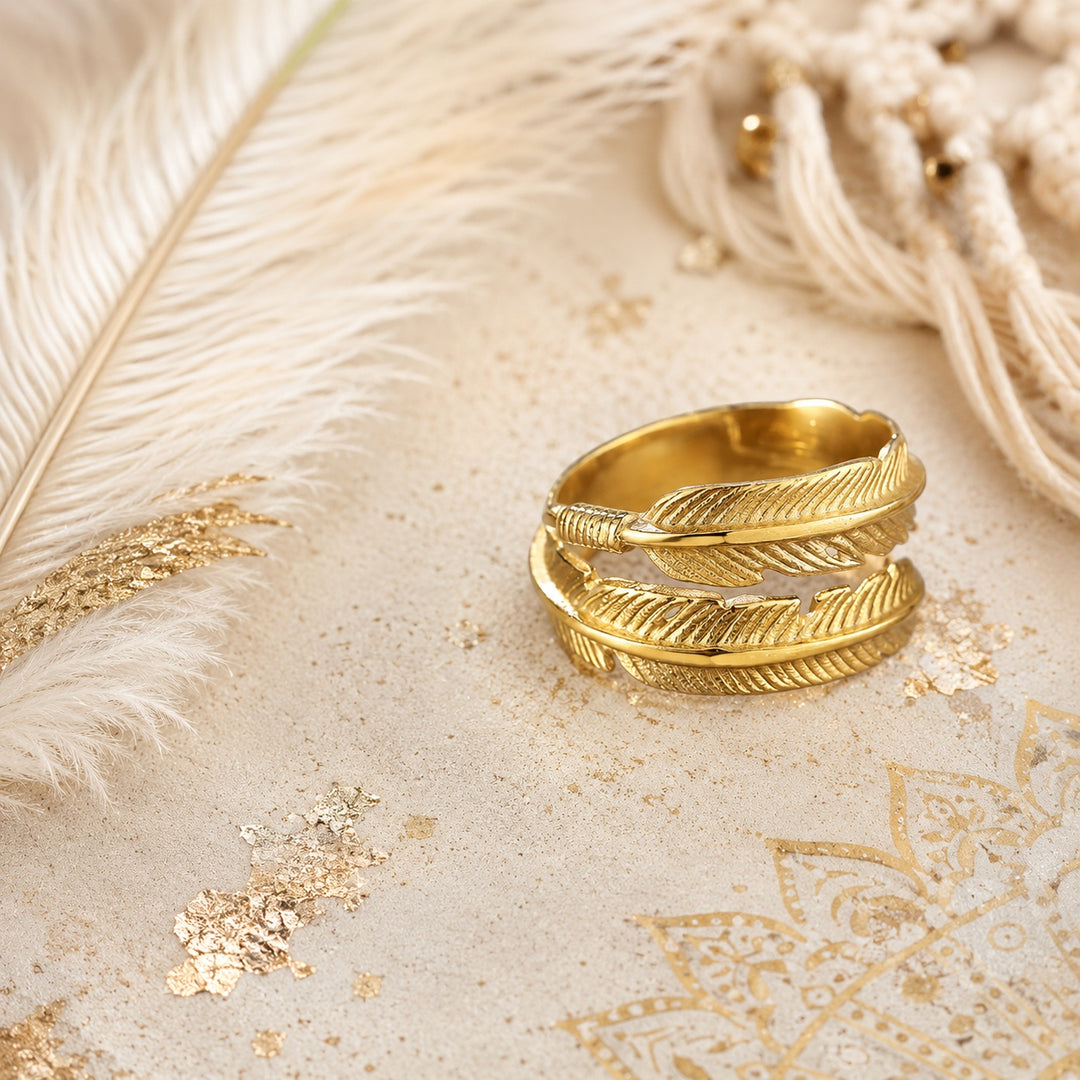 Gold Soul Feather Ring