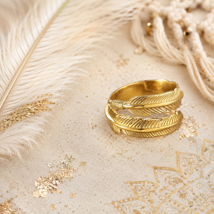 Gold Soul Feather Ring