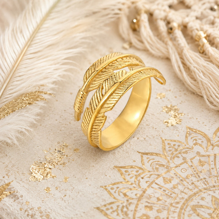 Gold Soul Feather Ring
