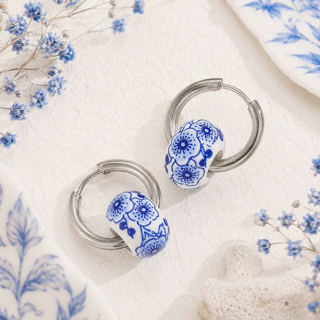 Blue Blossom Hoops