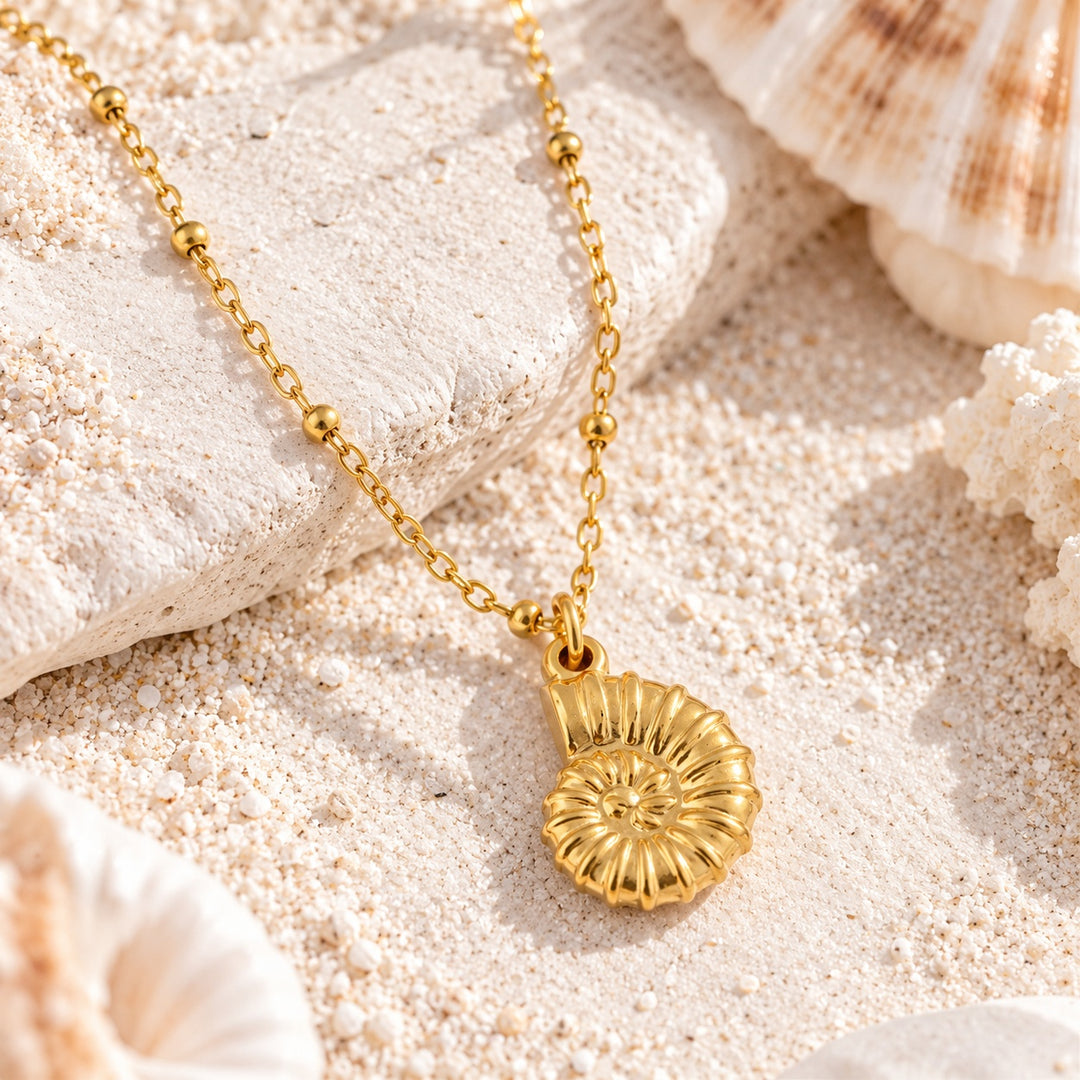 Gold Sea Fossil Necklace