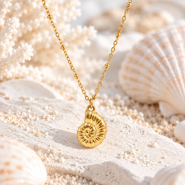 Gold Sea Fossil Necklace
