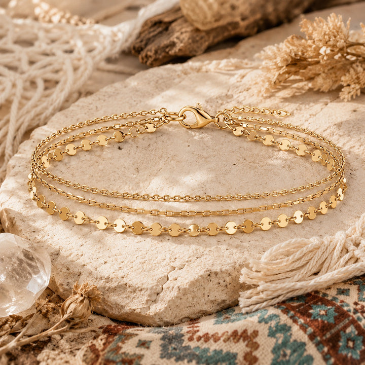 Gold Three Wishes Anklet