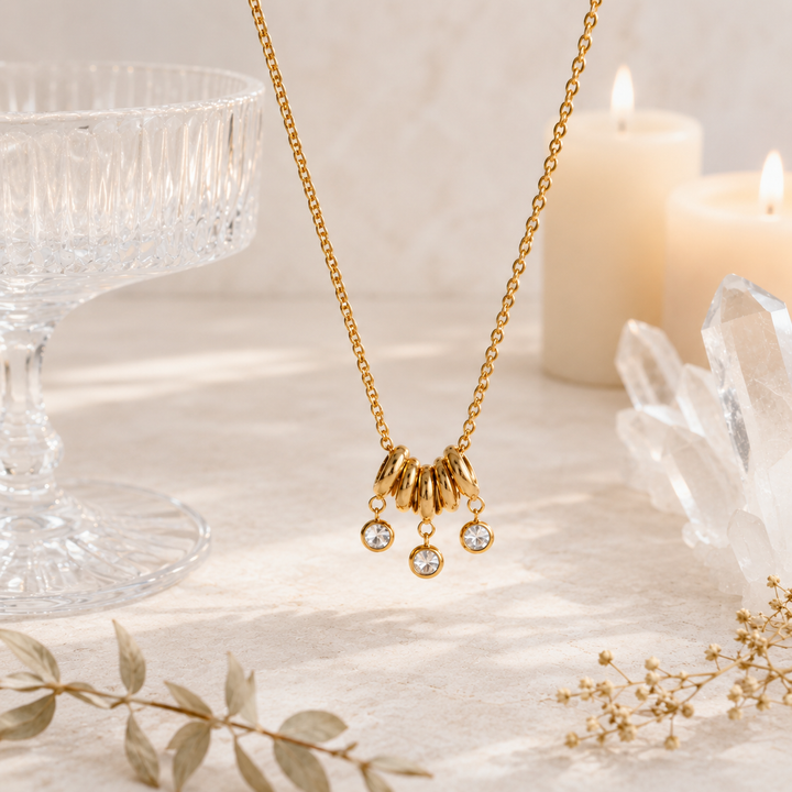 Necklace - Gold Crystal Necklace