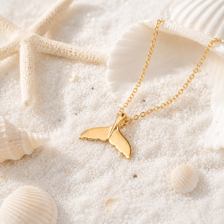 Necklaces - Gold Whale tail necklace