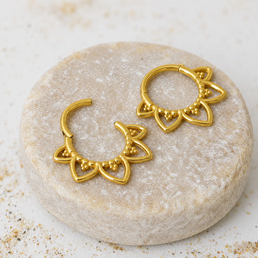 Earrings - Gold Lotus Huggies
