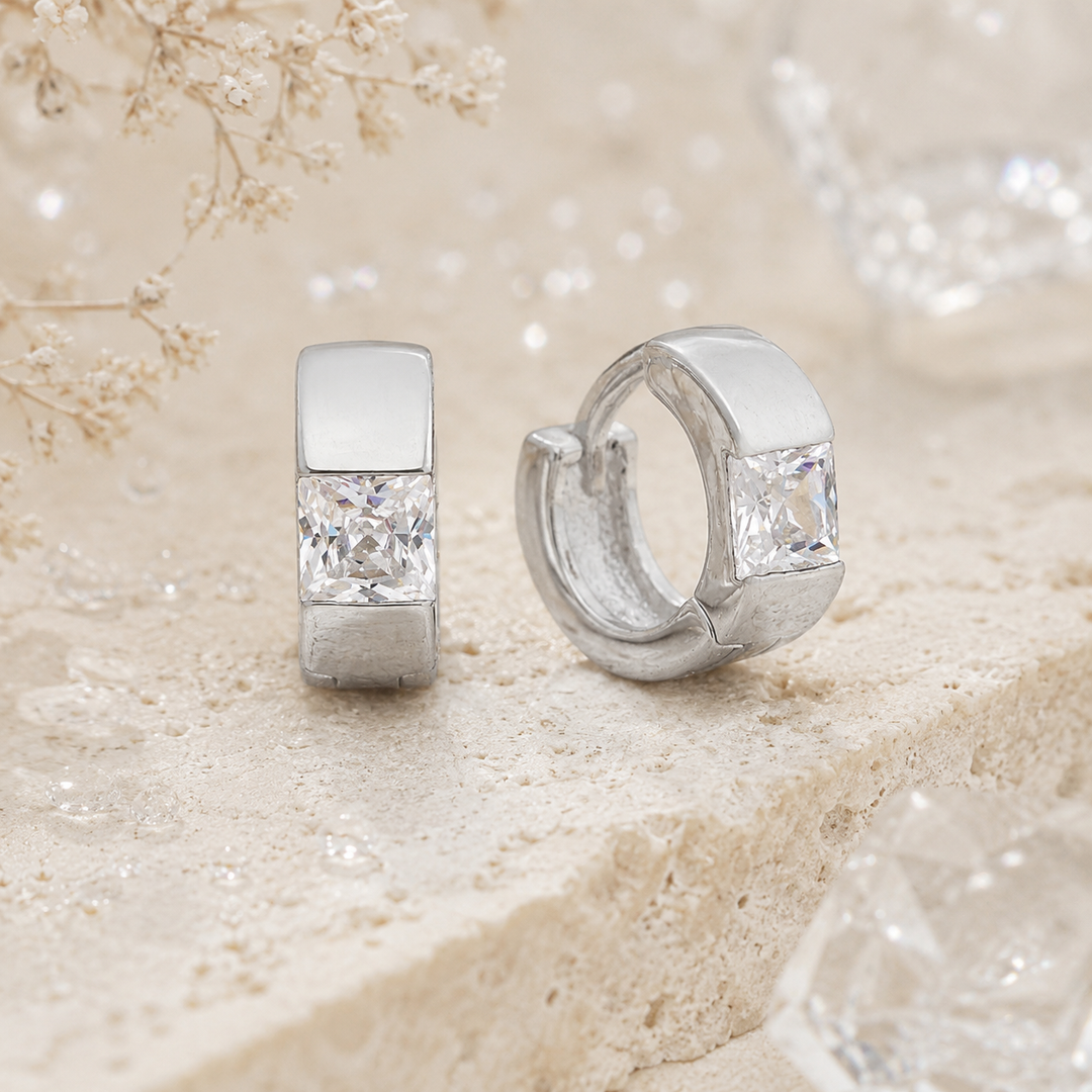 Earrings - CZ huggie hoops