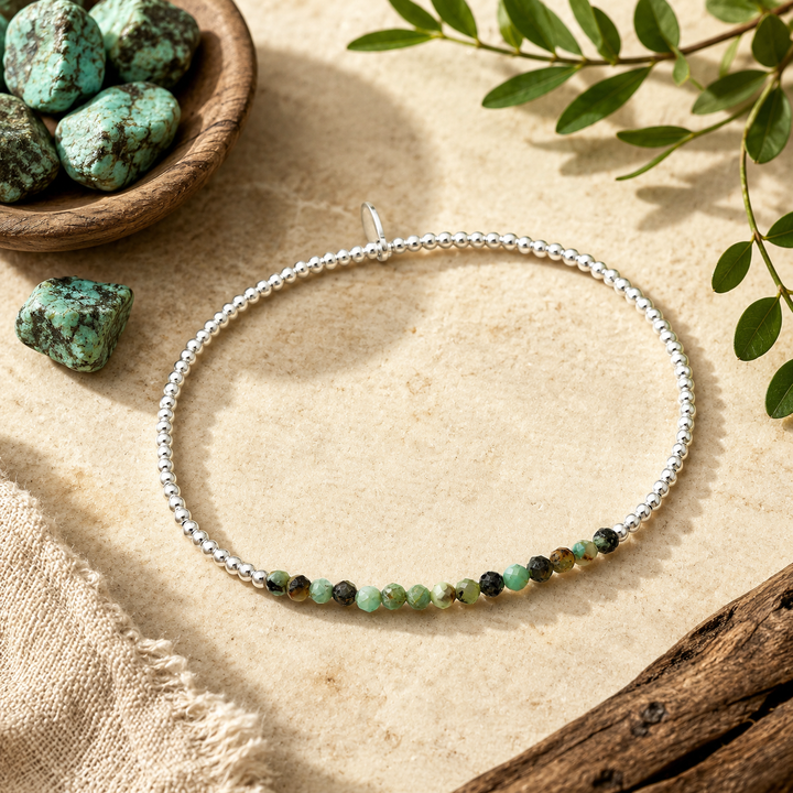 African Turquoise Stretchy Mini Bead Bracelet