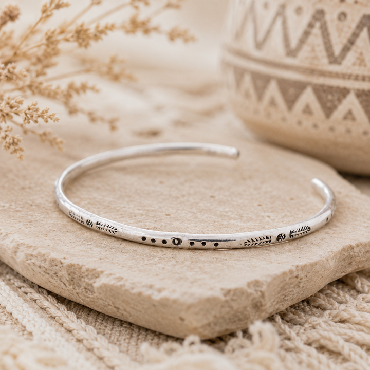 Bracelets - Tribal Silver cuff bracelet