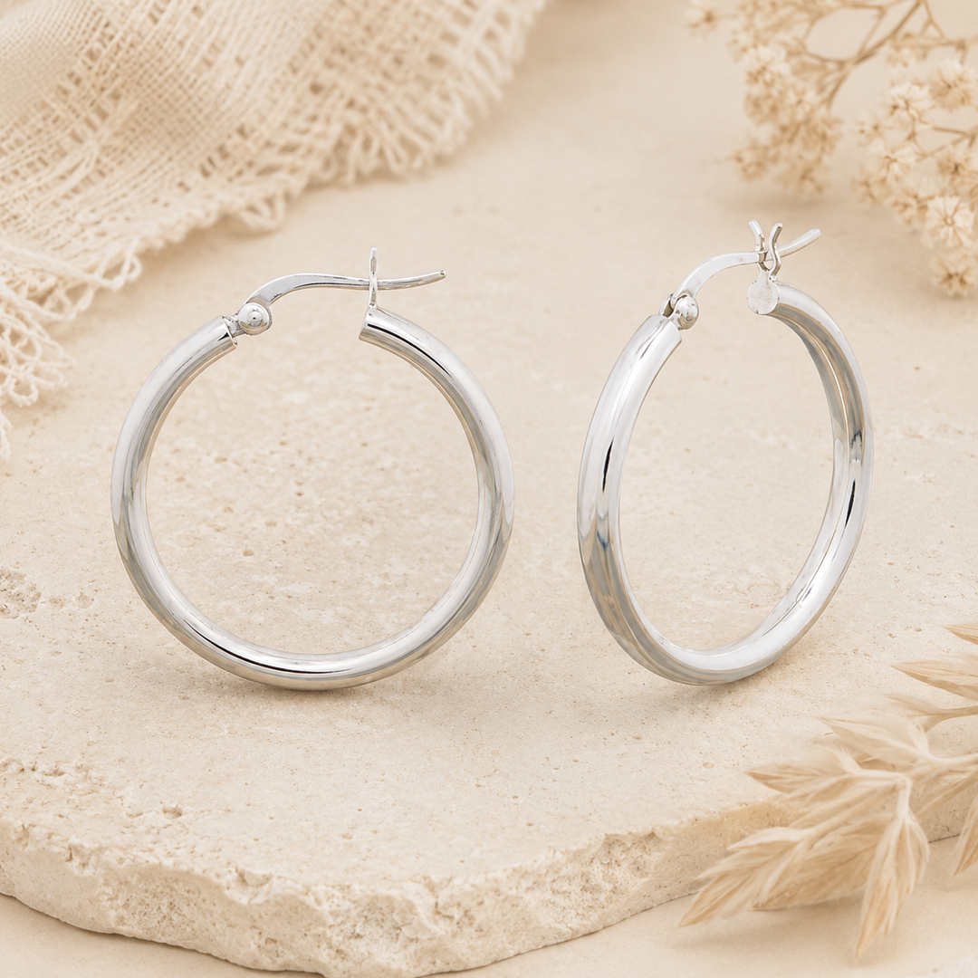 EARRINGS - Large Sterling Silver hoops