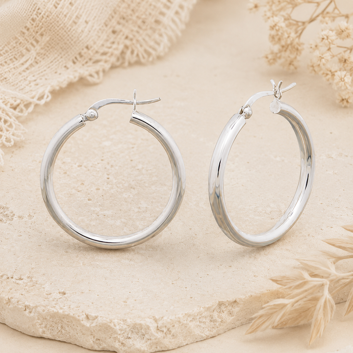 EARRINGS - Large Sterling Silver hoops
