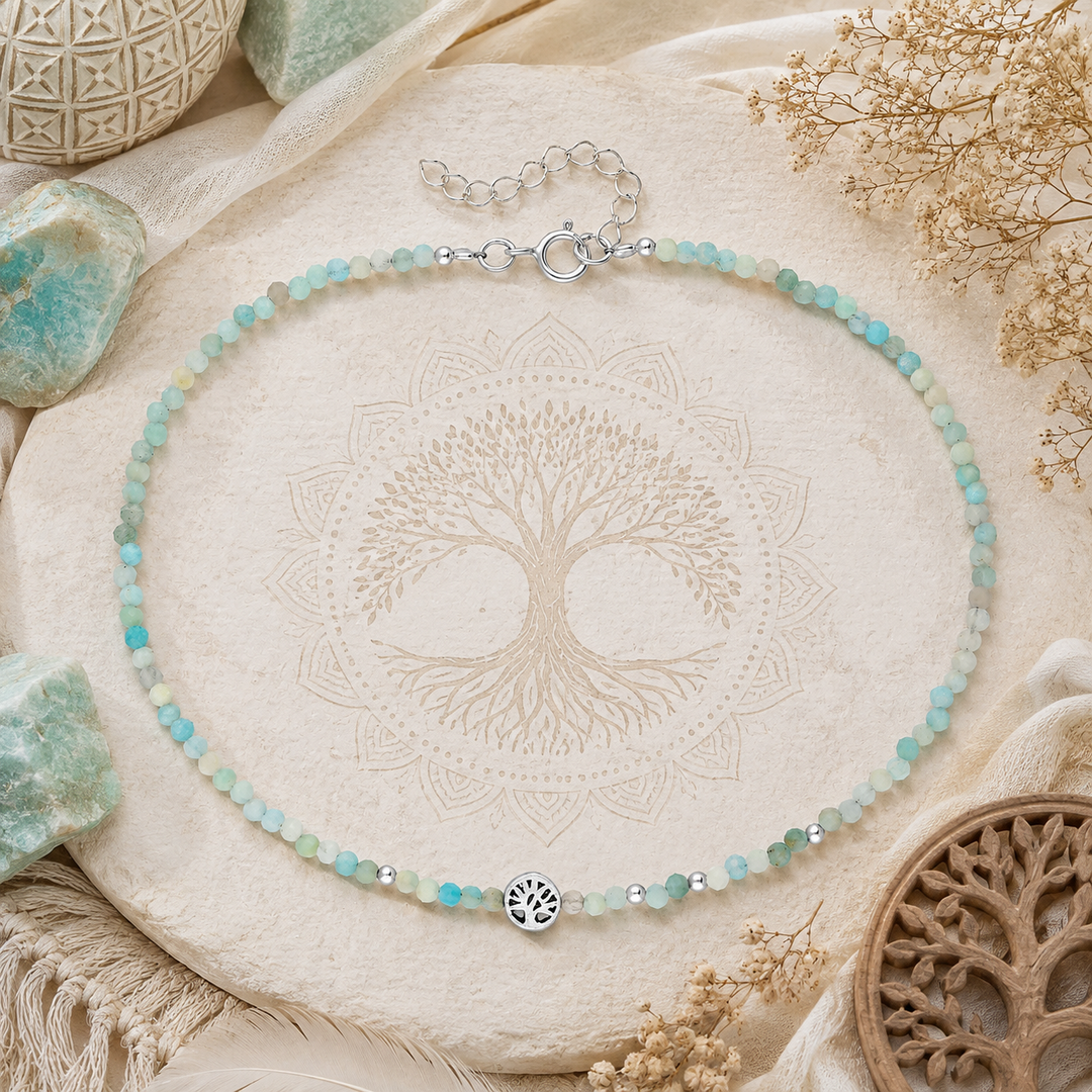 Amazonite tree of life anklet