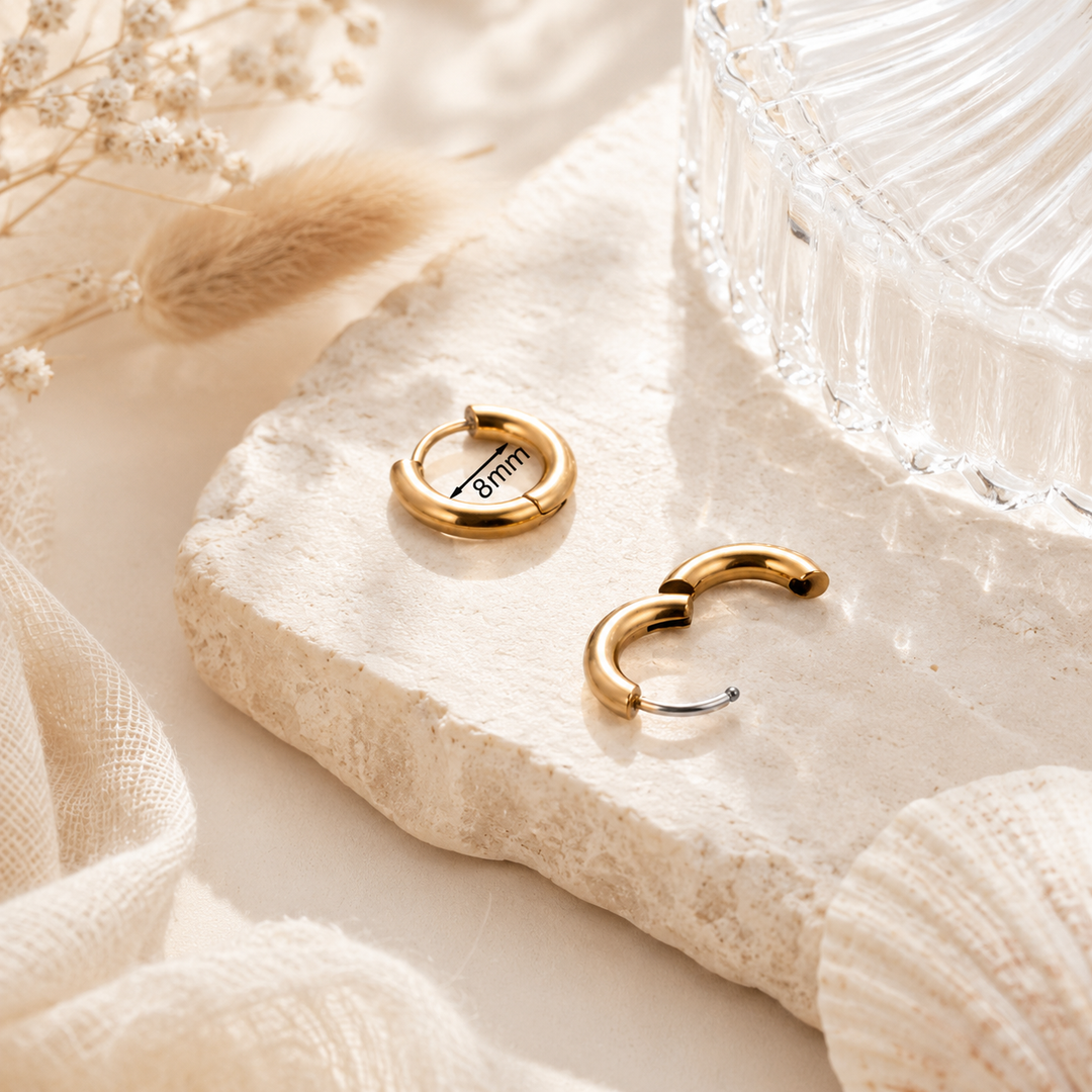 Waterproof Gold Huggies (8mm)