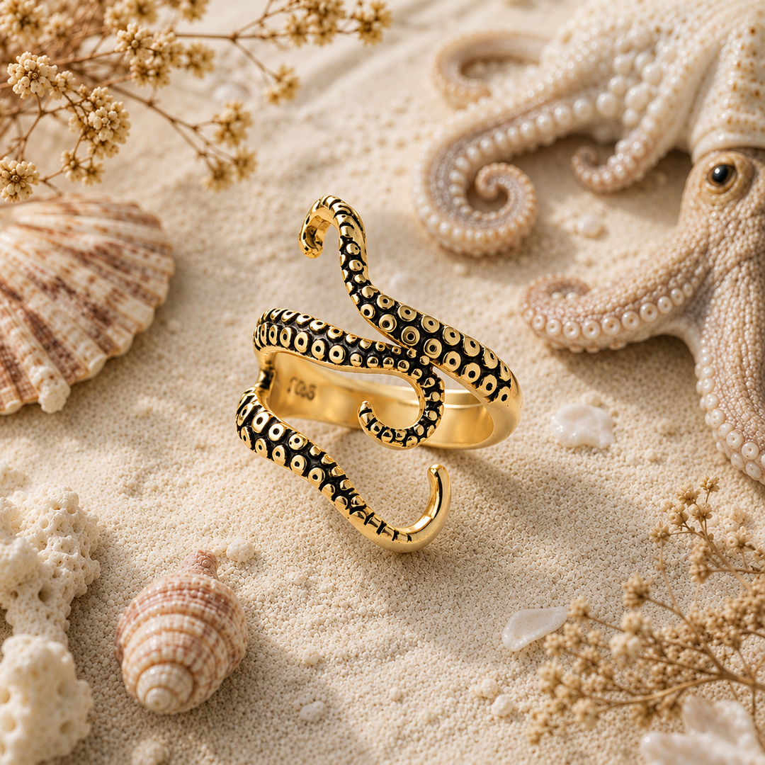 Ocean Gold Octopus Ring
