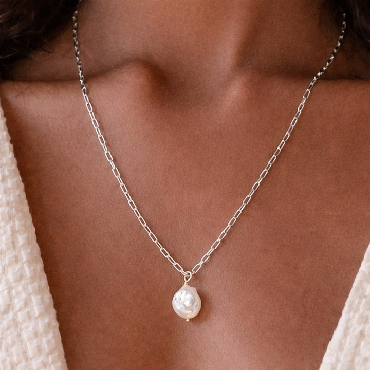 Silver Nomad Pearl Necklace