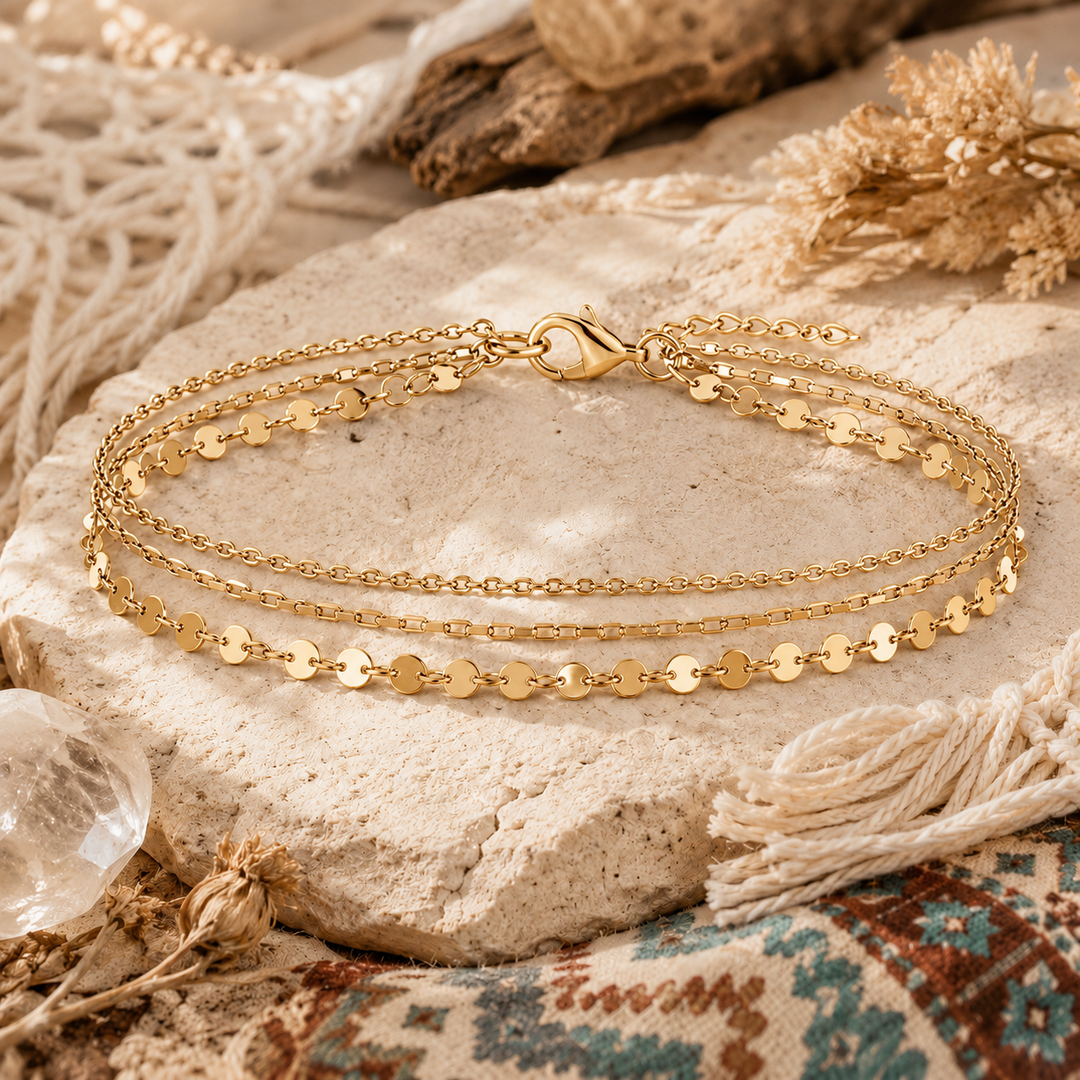 Gold Three Wishes Anklet