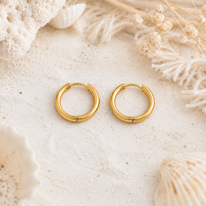 Waterproof Gold Hoops (12mm)