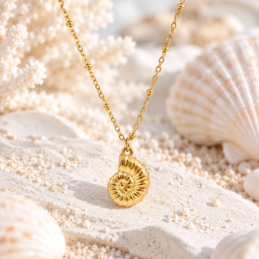 Gold Sea Fossil Necklace