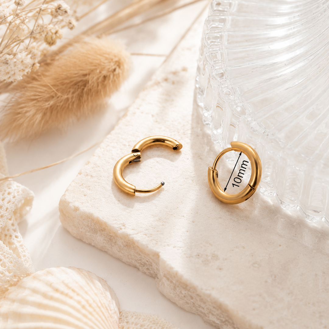 Waterproof Gold Hoops (10mm)