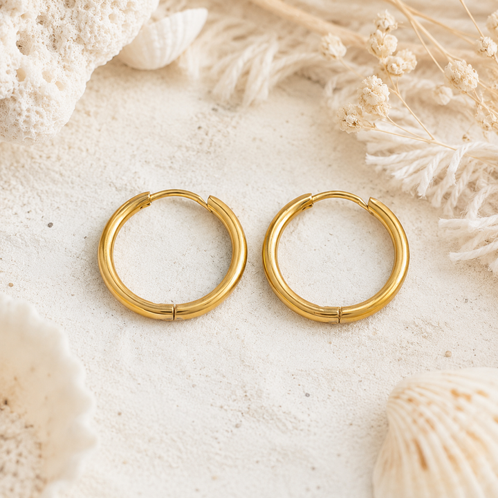 Waterproof Gold Hoops (19mm)