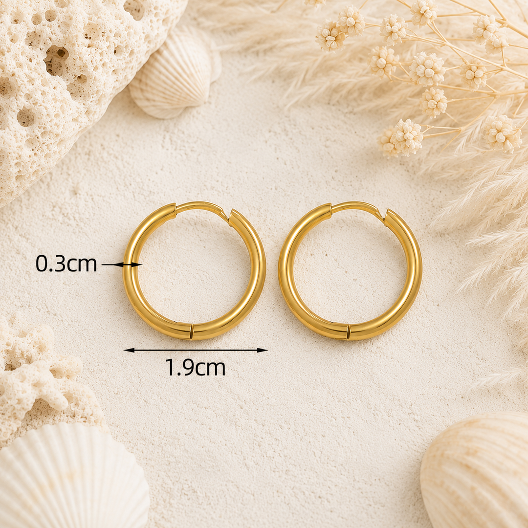 Waterproof Gold Hoops (19mm)